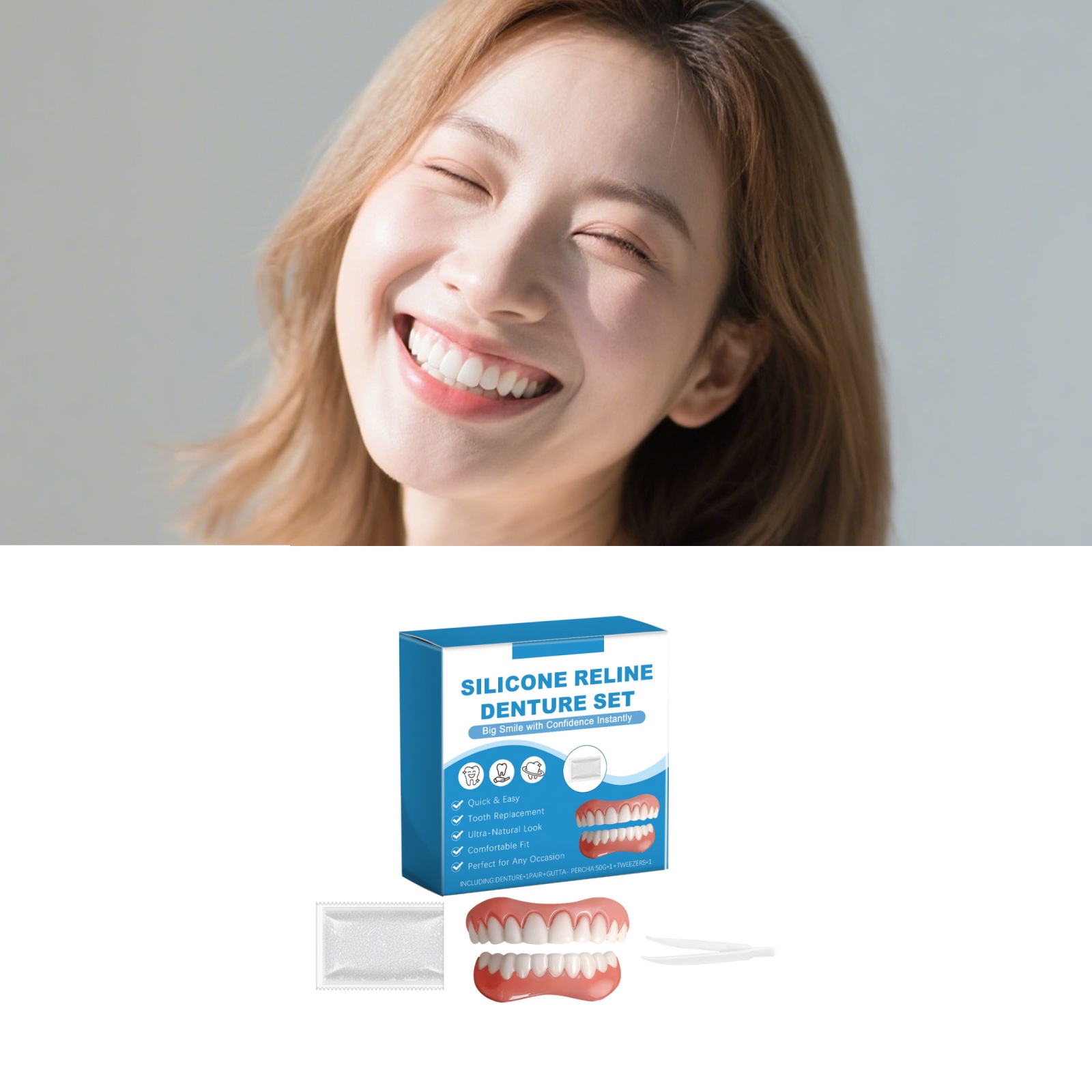 Denture Full Set Over Gums Kit - Full Cover Adhesive 评论和价格