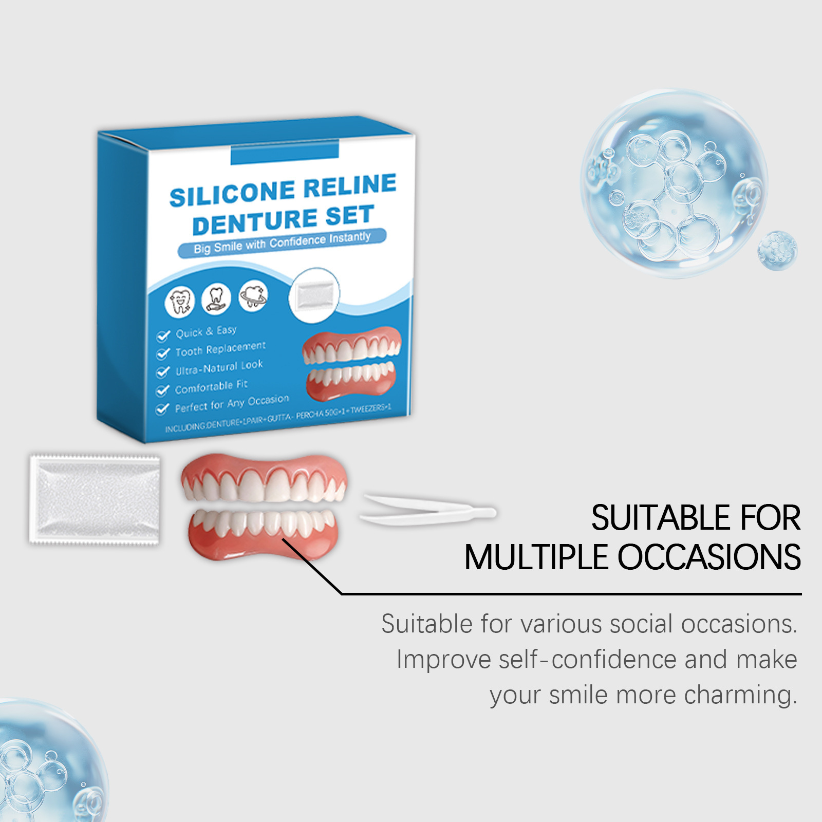 Denture Full Set Over Gums Kit - Full Cover Adhesive 评论和价格