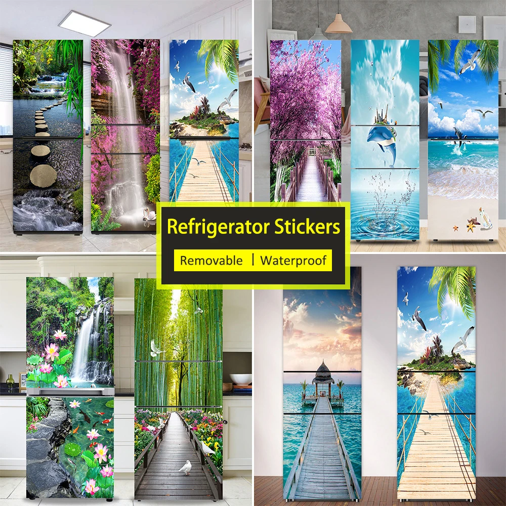 Seaside Beach Fridge Sticker F - Full Cover Adhesive 评论和价格